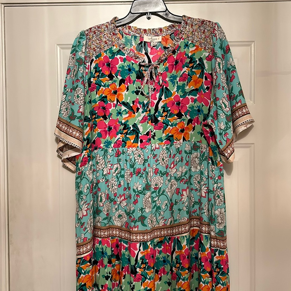 Umgee Mixed Floral Maxi Dress Size 2XL